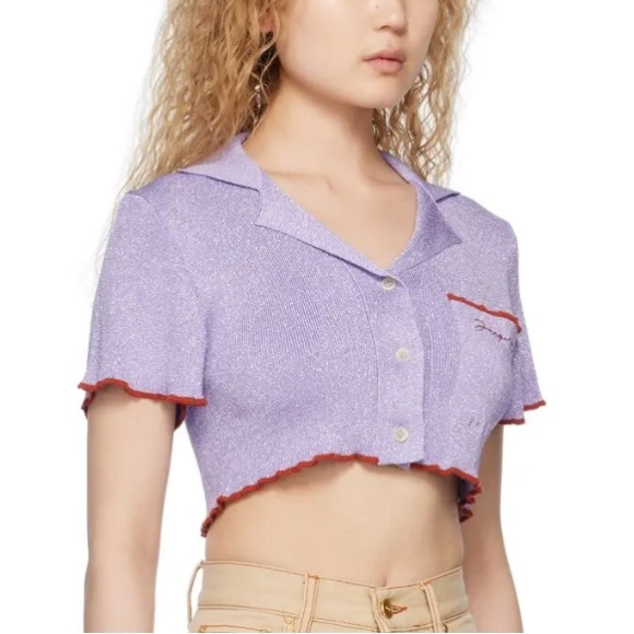 Jacquemus Lavender Cropped Button Up. Worn once size: FR 46 - Picture 4 of 5
